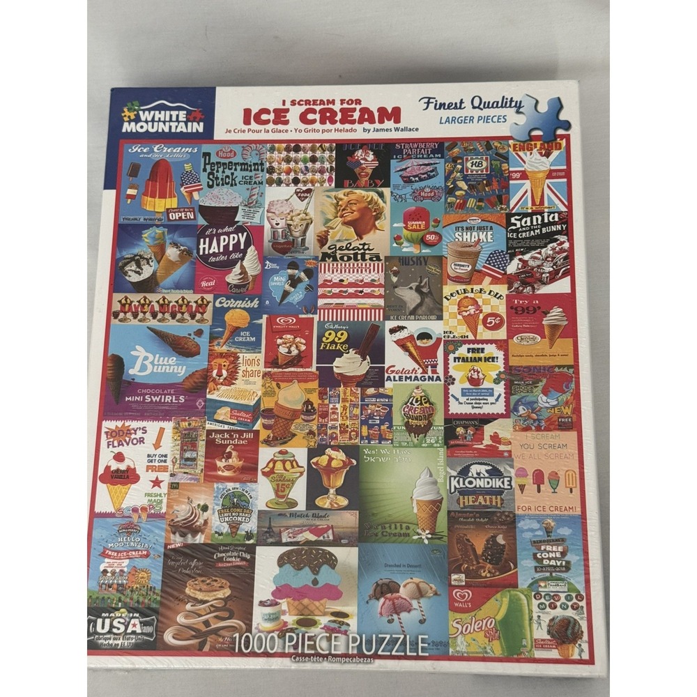 White Mountain Puzzle 1000 Pc Jigsaw Puzzle I Scream For Ice Cream 24" x 30" New